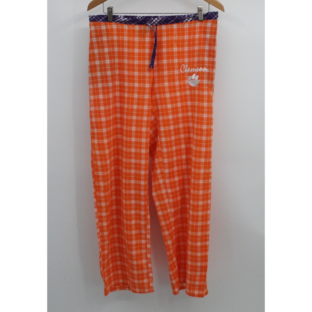 Concepts Sport Clemson Tigers Pajama Pants‎ Orange Plaid Sleepwear Womens L